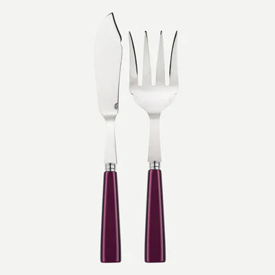 A TABLE Service à poisson ICONE Aubergine -Inox et carbone