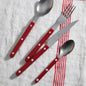 A TABLE Set de 4 pièces (Cuillère à soupe- Fourchette- Couteau- Cuillère à dessert) BISTROT VINTAGE Bordeaux -Inox et carbone