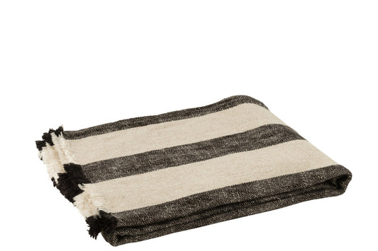 ACCESSOIRE Plaid lignes lin beige