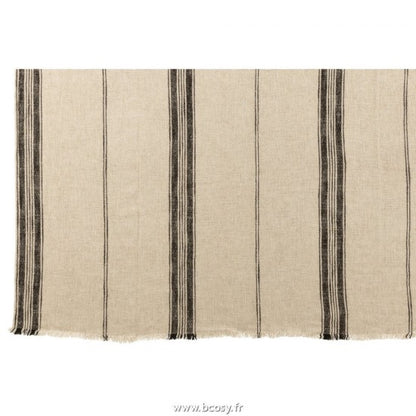 ACCESSOIRE Plaid lignes lin beige