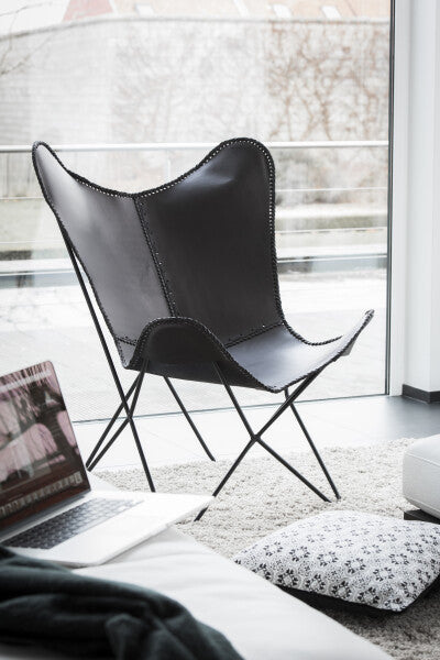 AMEUBLEMENT Chaise Lounge cuir-métal noir