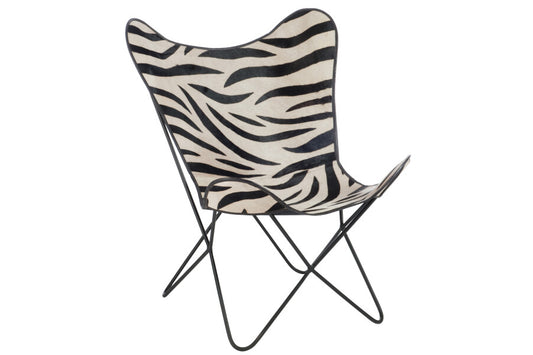 AMEUBLEMENT Chaise lounge cuir-métal zèbre