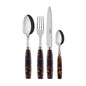 A TABLE Set de 4 pièces (Cuillère à soupe -Fourchette -Couteau -Petite à dessert) DJEMBE Marron écaille de tortue -Inox et carbone