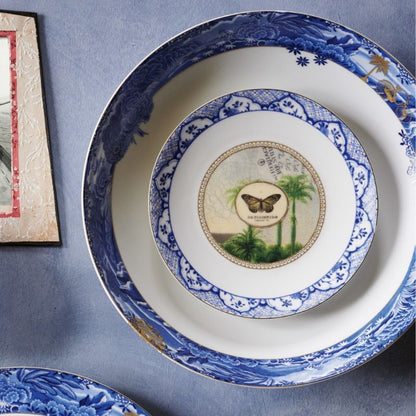 A TABLE  Assiette plate Héritage Papillon bleu en porcelaine