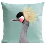 DECORATION Coussin Grue Couronnée Vert d'eau 40x40