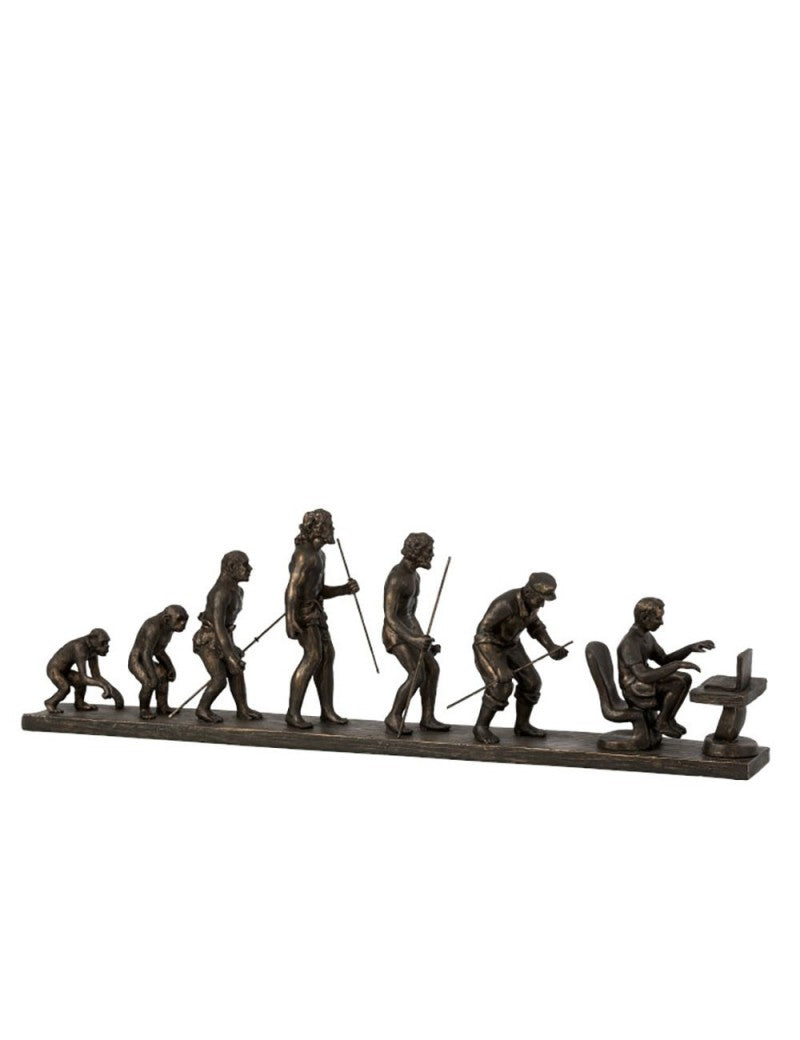 DECORATION figurine Evolution de l'homme résine bronze