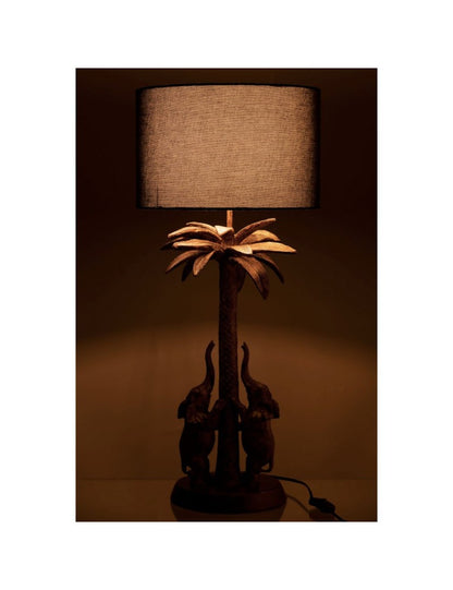 LUMINAIRE A poser Lampe Palmier Eléphant résine marron