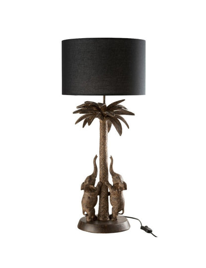 LUMINAIRE A poser Lampe Palmier Eléphant résine marron