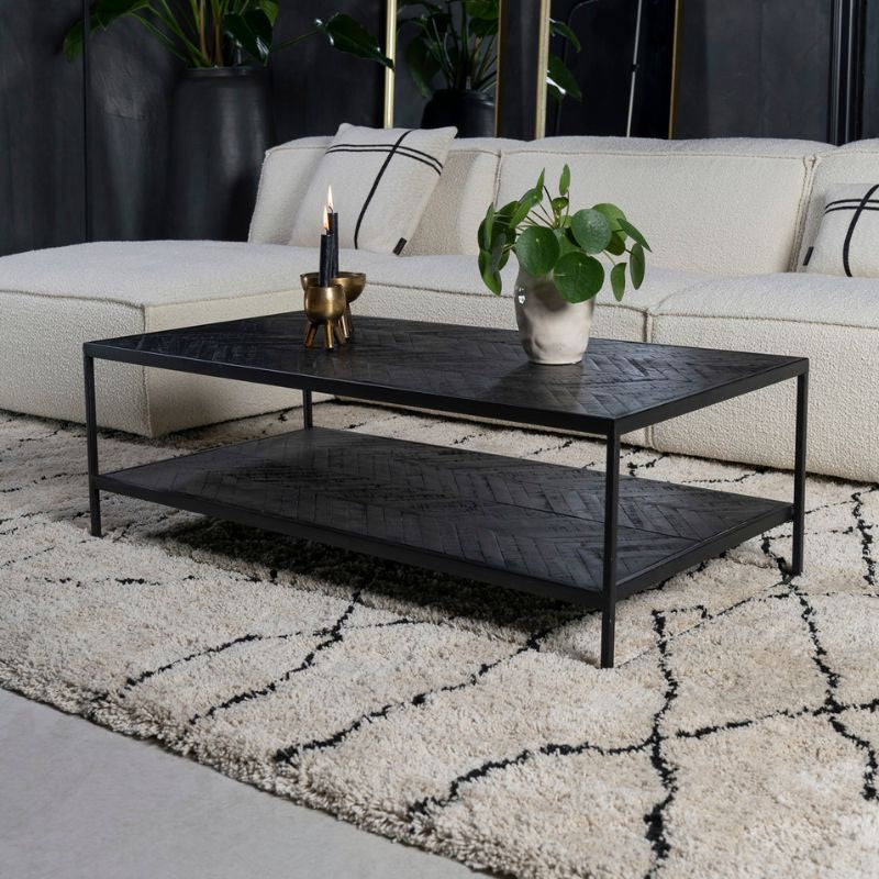 AMEUBLEMENT Console KNOXVILLE Métal/support Teck noir