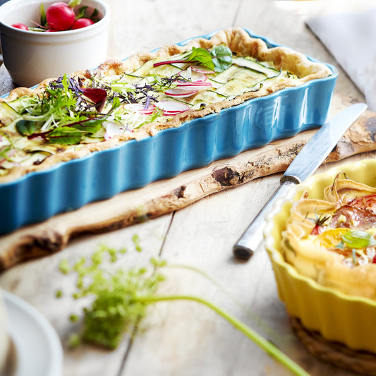 AU FOUR Long plat à tarte Bleu Calanque en céramique