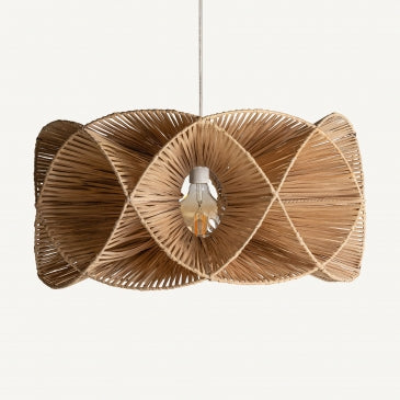 LUMINAIRE Suspension en Fer et Rotin