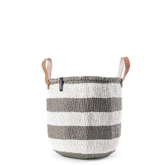 ACCESSOIRE Panier de marché Kiondo Anses courtes Rayures Gris chaud M