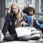 ACCESSOIRE Panier de marché Kiondo Anses courtes Duo Blanc et gris chaud M