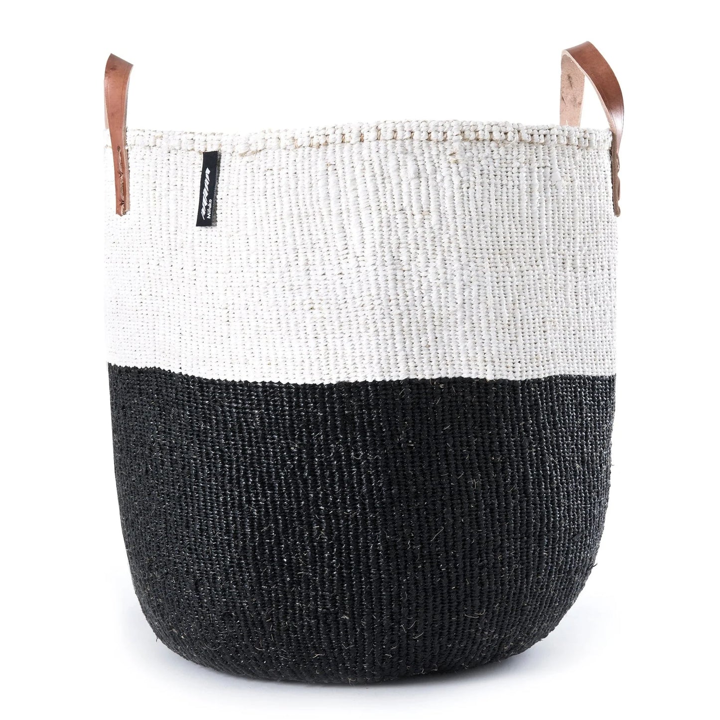 ACCESSOIRE Panier de marché Kiondo Anses courtes Duo Noir et Blanc L
