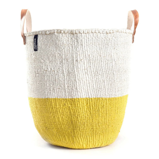 ACCESSOIRE Panier de marché Anses courtes Kiondo Duo Blanc et jaune L en coton