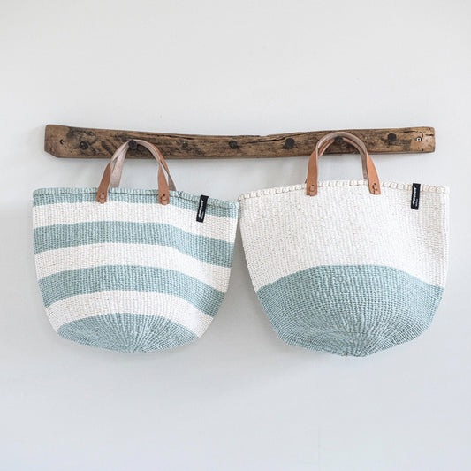 ACCESSOIRE Panier de marché Kiondo Anses courtes rayures Bleu clair M