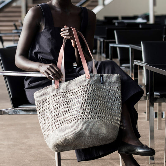 ACCESSOIRE Panier Kiondo Porté à l'épaule Tissage ouvert Gris clair L