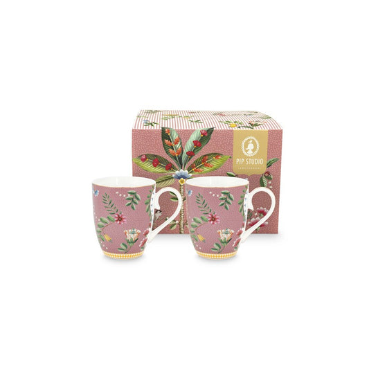 A TABLE Coffret 2 Grands Mugs LA MAJORELLE Rose en porcelaine