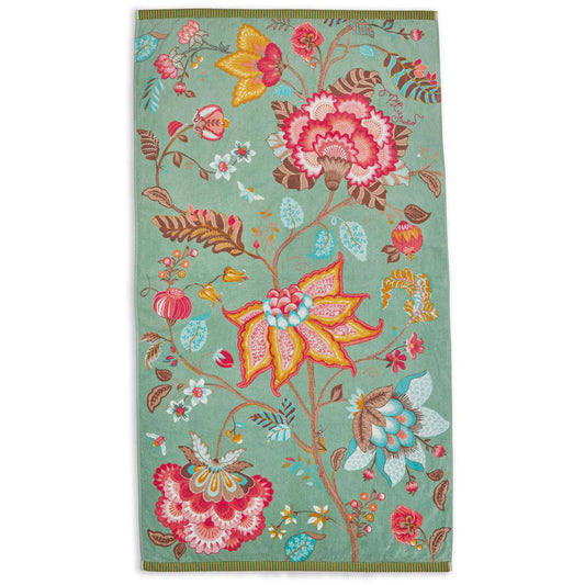 ACCESSOIRE Drap de bain Fleurs Vert clair en coton