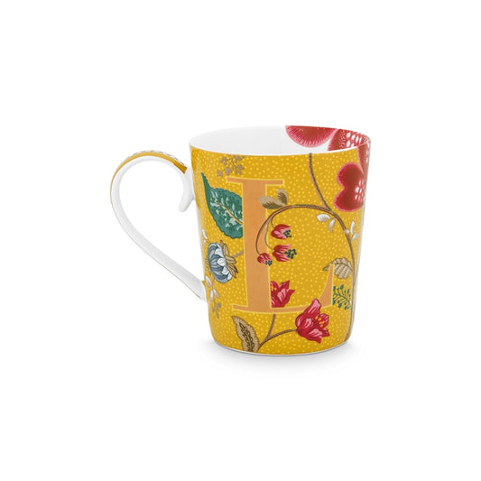 A TABLE Mug ALPHABET -L Jaune en porcelaine