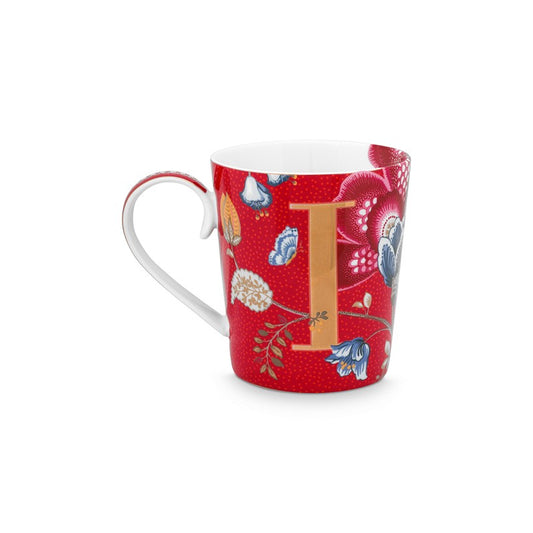A TABLE Mug ALPHABET -I Rouge en porcelaine