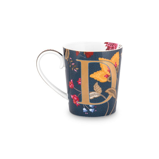 A TABLE Mug ALPHABET -D  Bleu en porcelaine