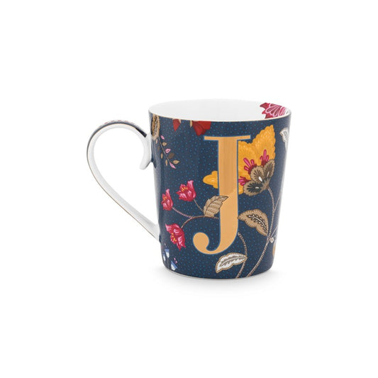 A TABLE Mug ALPHABET -J Bleu en porcelaine