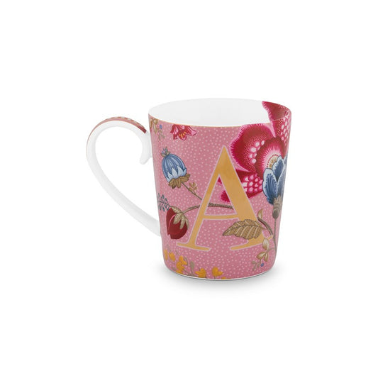 A TABLE Mug ALPHABET -A Rose en porcelaine