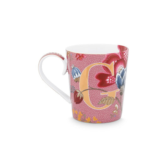 A TABLE Mug ALPHABET -G Rose en porcelaine