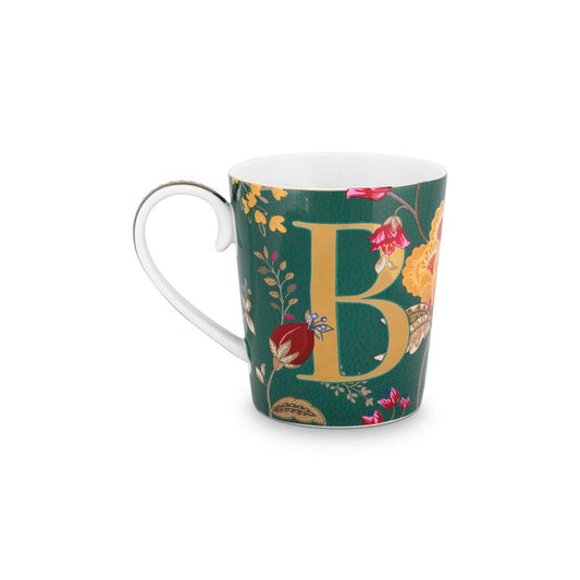 A TABLE Mug ALPHABET -B Vert en porcelaine