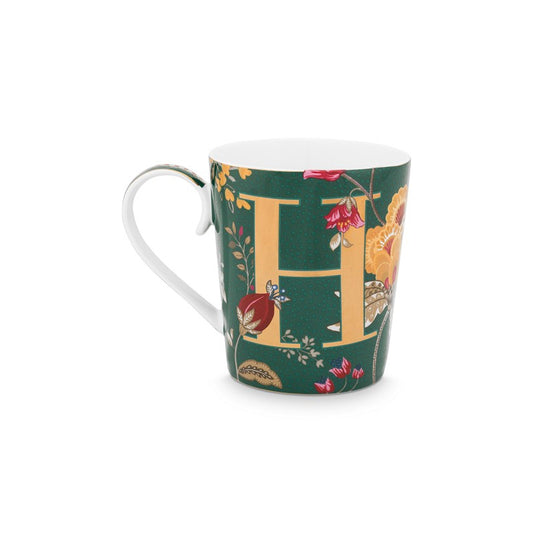A TABLE Mug ALPHABET -H Vert en porcelaine