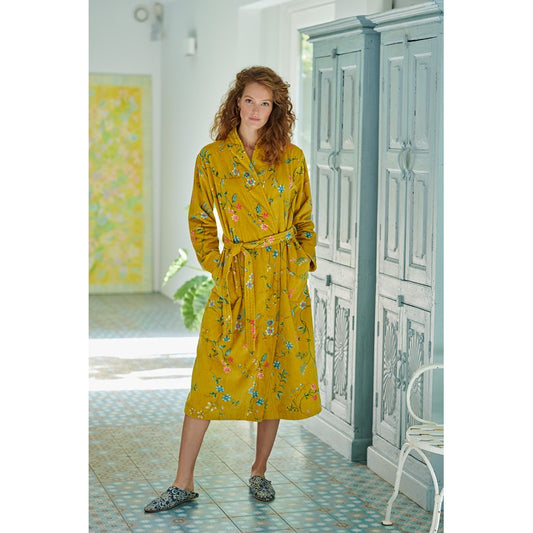 SALLE DE BAIN Peignoir LES FLEURS JAUNES S en coton