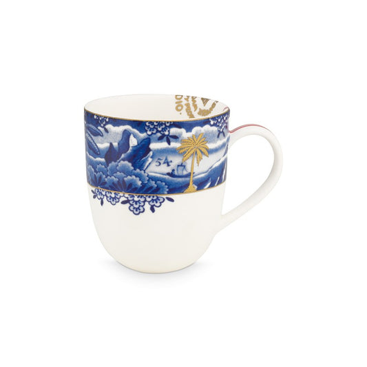 A TABLE Petit Mug HERITAGE Bordure bleu en porcelaine 160ML
