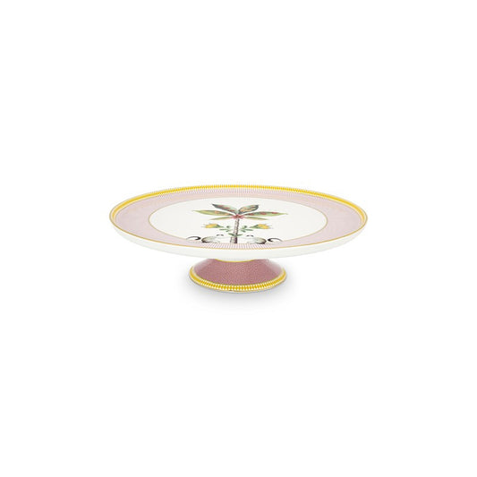A TABLE Plat gâteau LA MAJORELLE Rose en porcelaine