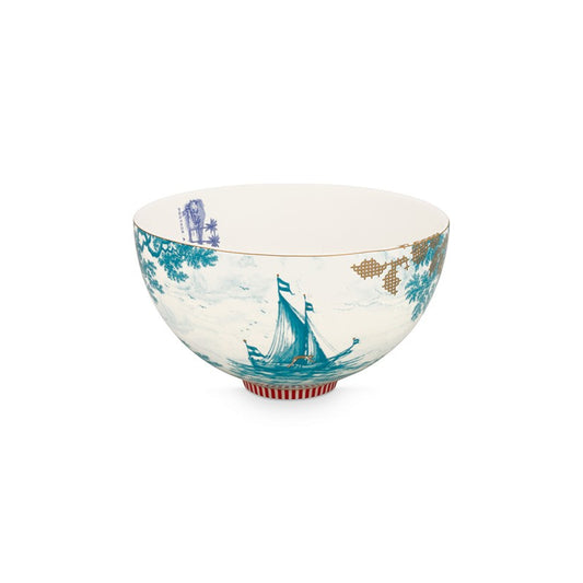 A TABLE Saladier HERITAGE Bateau Vert d'eau en porcelaine 18CM