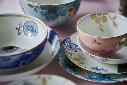 A TABLE Saladier HERITAGE Bordure Bleu en porcelaine 20CM