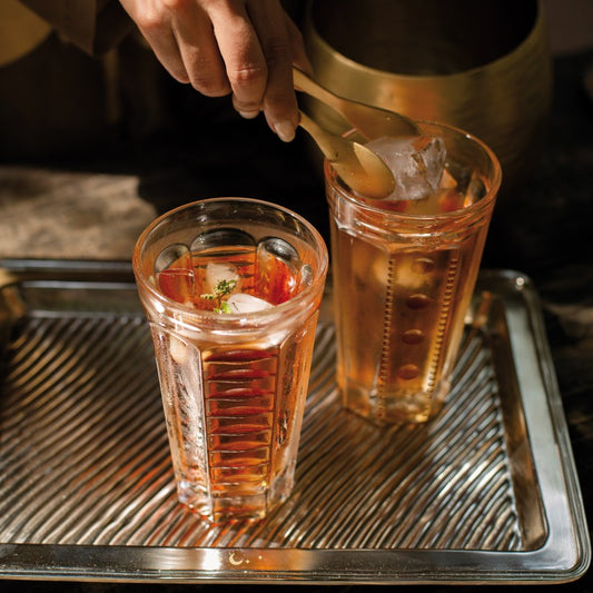 A TABLE Verre set de 4 Long drinks transparents Décors différents SAGA