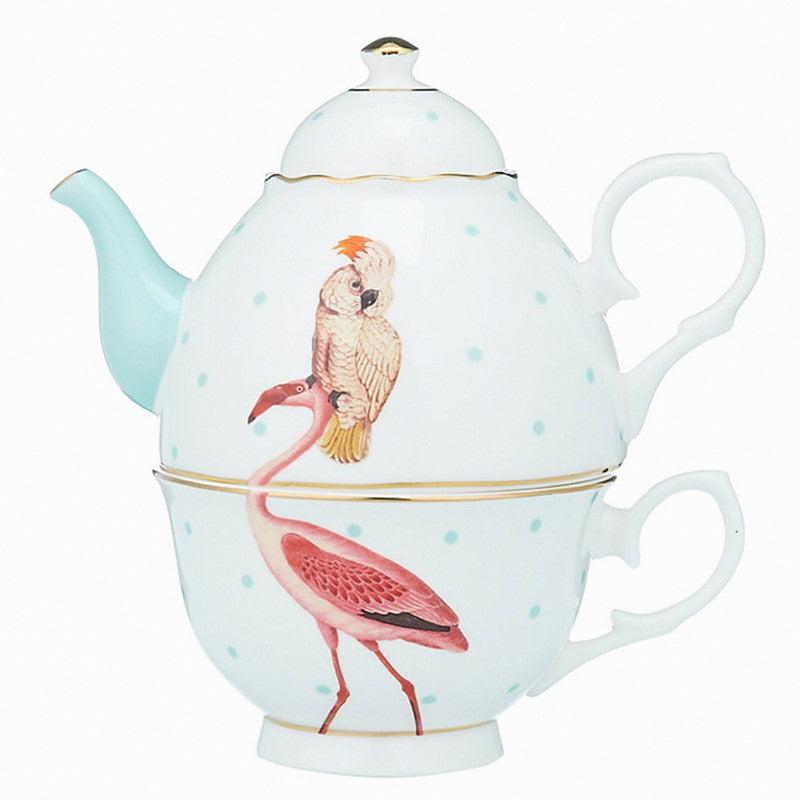 A TABLE Théière solitaire FLAMANT Rose et perroquet 36cl